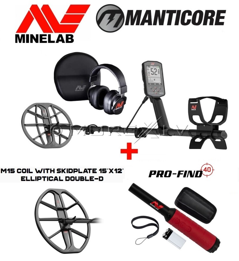 Metāla detektors Minelab Manticore + 2 DĀVANAS: Spole 15 x 12″ M15 DD + PRO-FIND 40 Metāla detektors Minelab Manticore + 2 DĀVANAS: Spole 15 x 12″ M15 DD + PRO-FIND 40