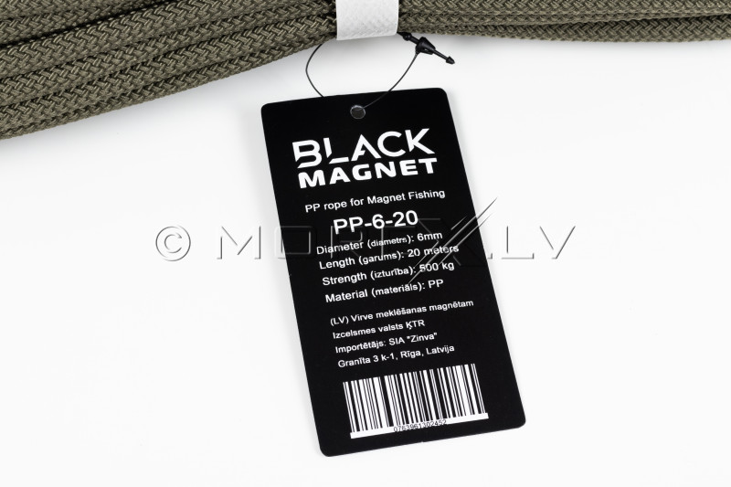 6 mm x 20 m virve Black Magnet meklēšanas magnētam